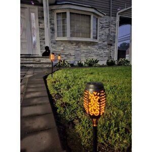 6 Pack Solar Lights Outdoor, Solar Torch Light with Flickering Flame for Garden